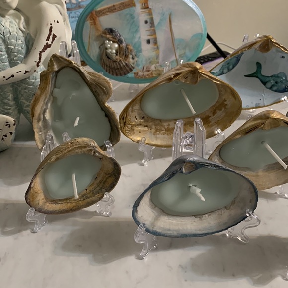 Shabby Chic Boho Shell Decor - Handmade Soy Wax Candle in a Seashell - Picture 14 of 14